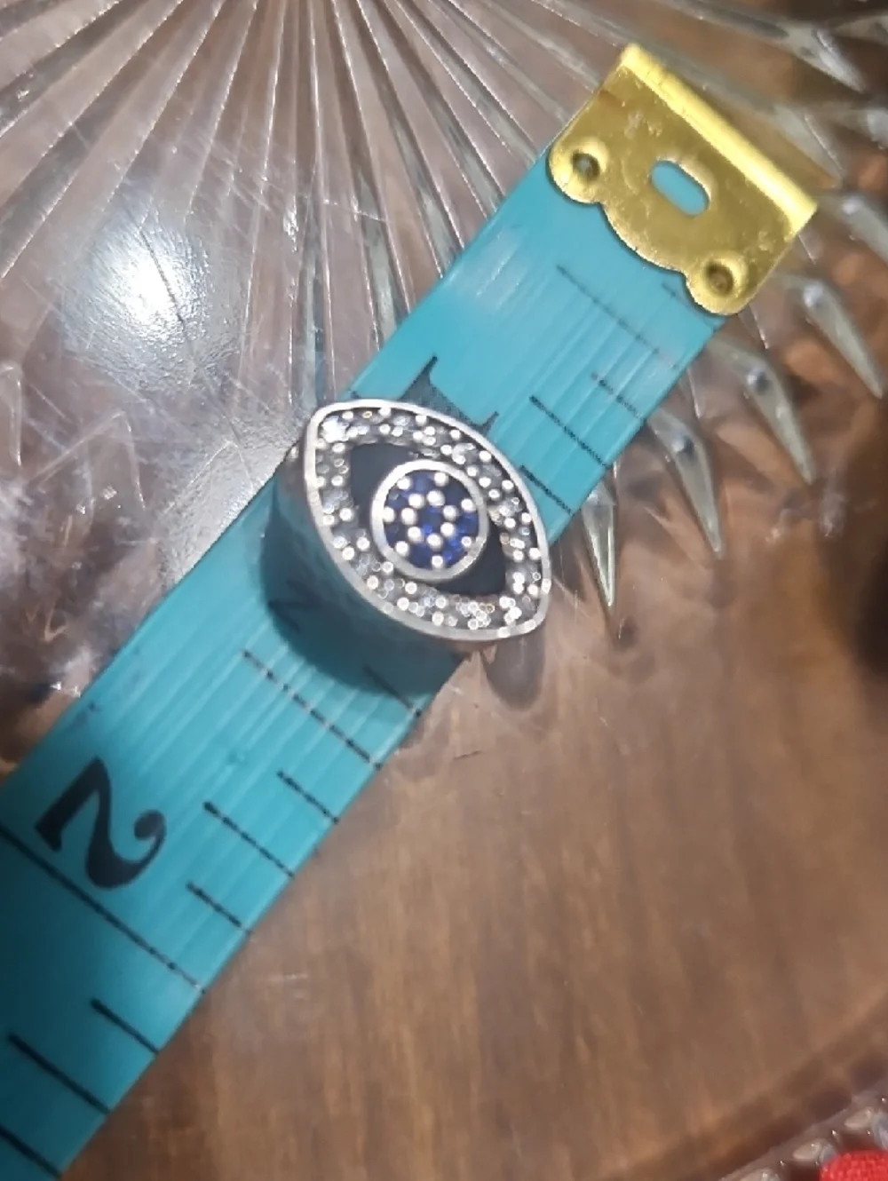 Sterling Silver Evil Eye Charm Pendant Sapphires&White CZ& Heart Filigries